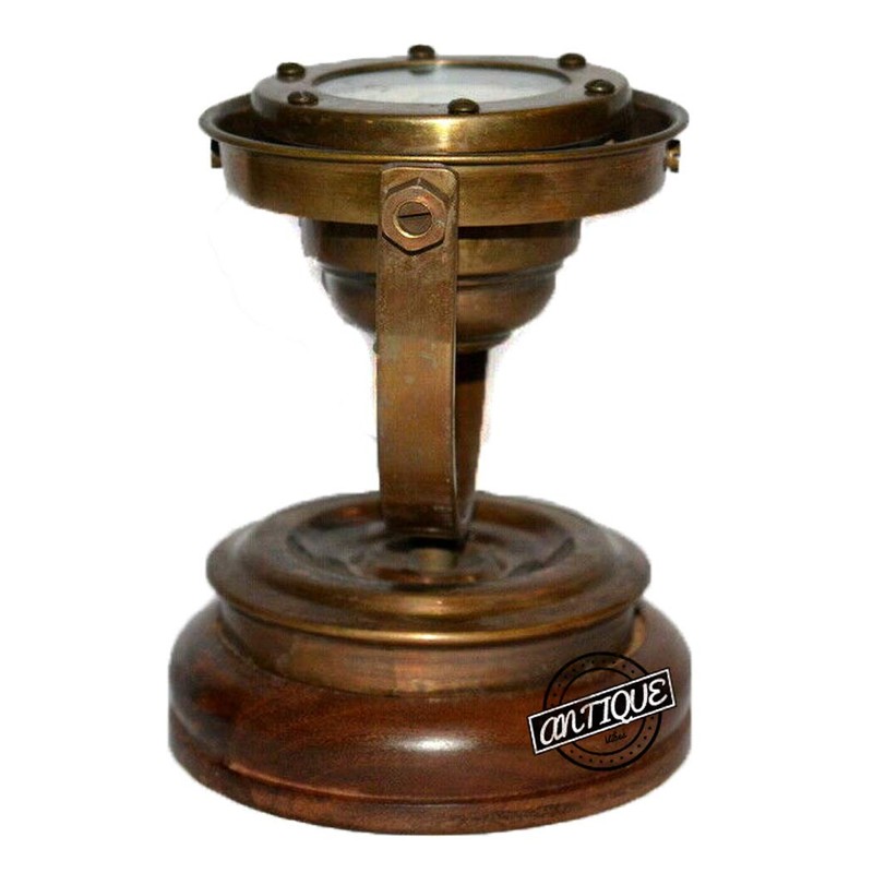 Antique Vibes Fathers Day Maritime Brass Nautical Compass on Wood