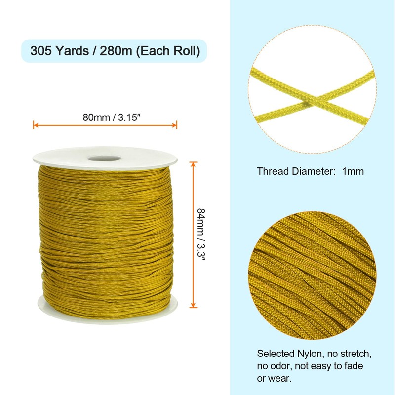 QUARKZMAN 1 mm Nylon String Cord 305 Yards Nylon Satin