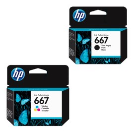 PSA Kit Tinta HP 667 Colores Negro Y Tricolor Original Buen Rendimiento De Impresión Alta Calidad con Textos Definidos Y Colores Vívidos COMPUTO Y PAPELERIA