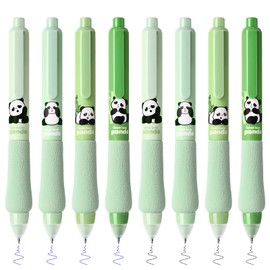 Valtiner 8Pcs Erasable Gel Ink Pens, Cute Retractable Pen with Erasers, 4 Black & 4 Blue Pen Set, 0.5mm Fine Tip Smooth Writing Pens, Comfort Grip for Note Taking and Crossword Puzzles (Green)