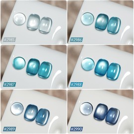 GAOY Blue Cat Eye Gel Nail Polish Set with Magnet for Glitter Holographic Cat Eye, Salon UV Gel Manicure and Nail Art DIY at Home, Tropical Sea