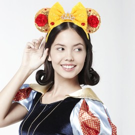 ASAHEL Mouse Ears Headbands Fashion Shiny Bows Mice Ears Birthday Parties Themed Events (Gold, Onesize)