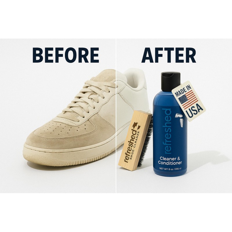 Refreshed Shoe Cleaner & Conditioner | 1x Cleaning Solution, 1x