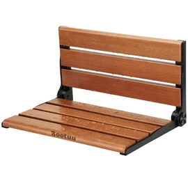 18" Teak Folding Shower Seat Wall Mounted,Fold Down Shower Bench for Small Shower Space, Home Care Teak Wood Stool for Inside Shower