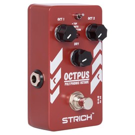 STRICH Polyphonic Octave Guitar Pedal,Digital 3-Mode Octave Shifter with Top/Both/Bottom Selection,True Bypass,Aluminum Build for Electric Guitar,Red - Bundle: Octave Pedal