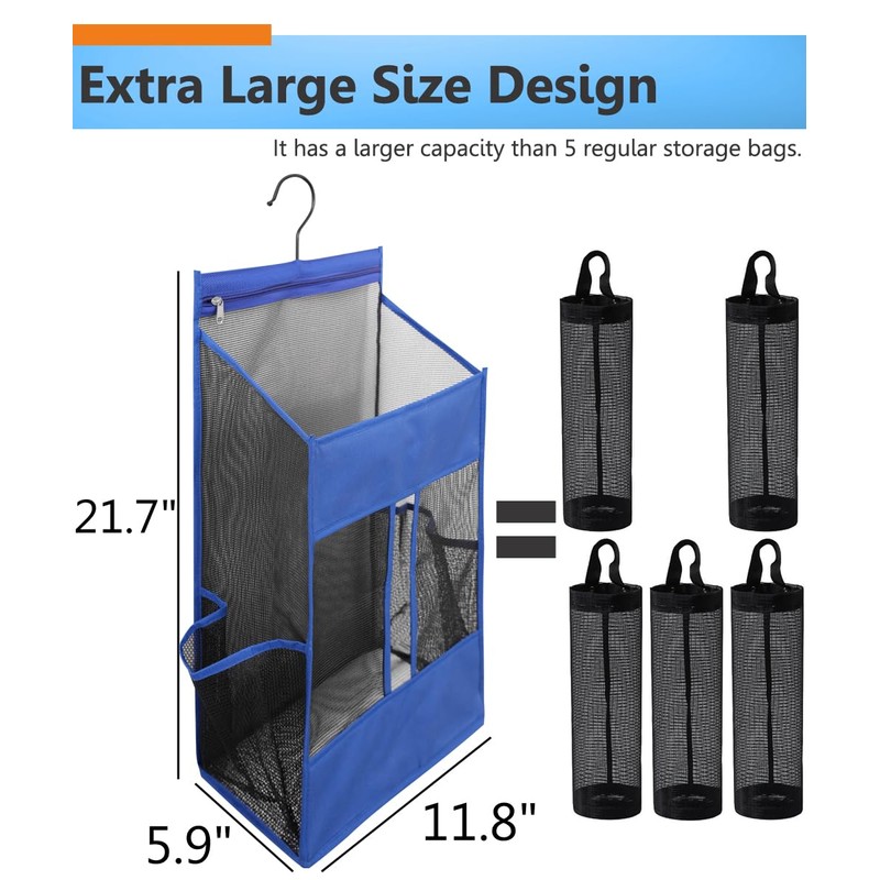 ALYER Hanging Plastic Grocery Bag Holder and Dispenser,Mesh Over the