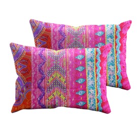 Erosebridal Boho Pillowcase Exotic Striped Bohemian Floral Pillow Shams King Size Standard Colorful Boho Pillow Shams with Evenlop Closure Microfiber Super Soft Bohemian Pillow Cover,20" x 36"