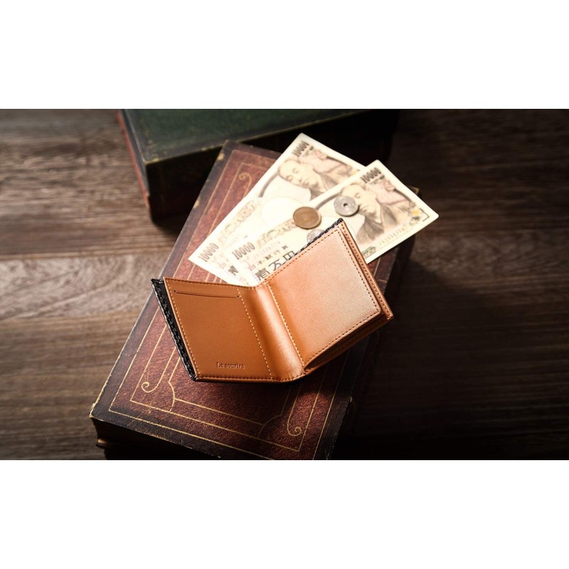 Le sourire Ultra Small Men’s Minimalist Bifold Wallet, Genuine Leather