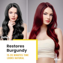 KINGMING Wine Red Hair Dye Shampoo 3 in 1 for Gray Hair, Hair Color Shampoo for Women Men Grey Hair Coverage, Herbal Ingredients Champu Con Tinte Para Canas 500ml (Burgundy)