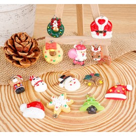 36Pcs Mini Christmas Ornaments Resin DIY Christmas Tree Hanging Decorations 3CM with Strings for Small Tree Xmas Pendants Crafts Assorted Santa Claus Snowman Gift