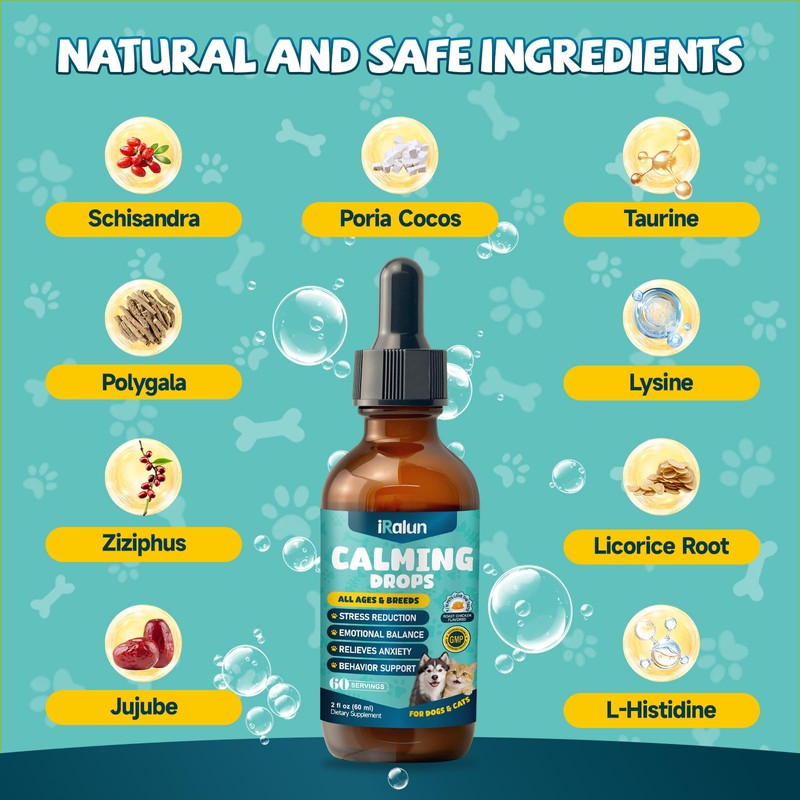 2PCS Calming Drops for Dogs & Cats - Feline Stress
