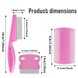 3 Pcs Flea Comb,Lice Comb Pet Hair Cleaning Grooming Set, 3 Styles