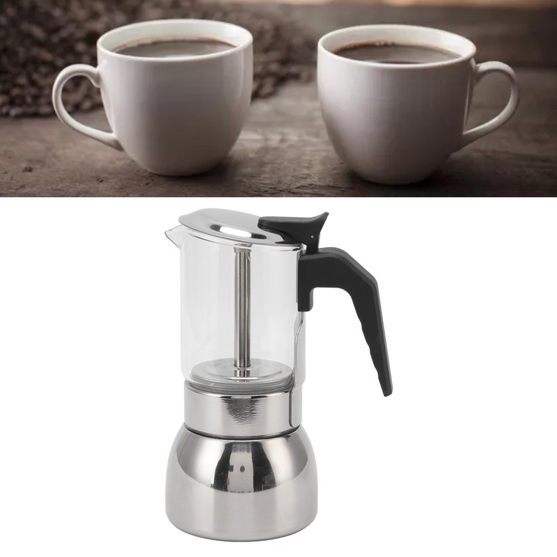 Glass Moka Pot Stainless Steel Heat Resistant Portable Classic Italian