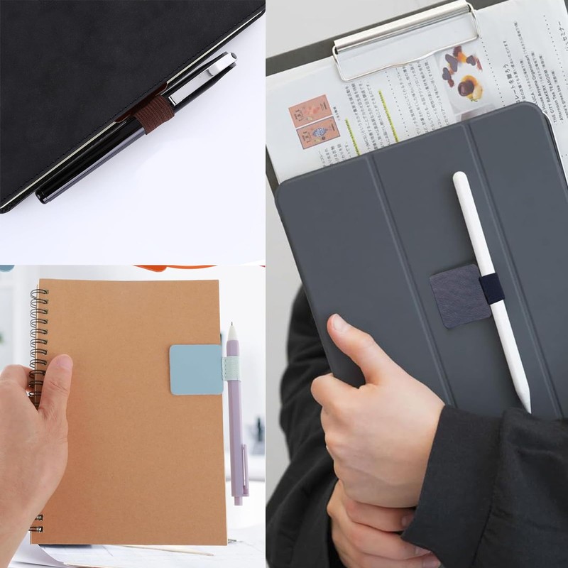 Yiranok Pen Holder for Notebook 12 Pack Self-Adhesive Leather Pencil