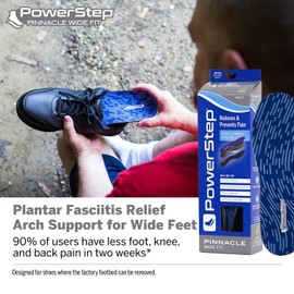 PowerStep Pinnacle - Ajuste ancho, soporte de arco neutro, plantilla de ajuste ancho para zapatos anchos 3E-6E, alivio del dolor de fascitis plantar, gris, Men's 16+