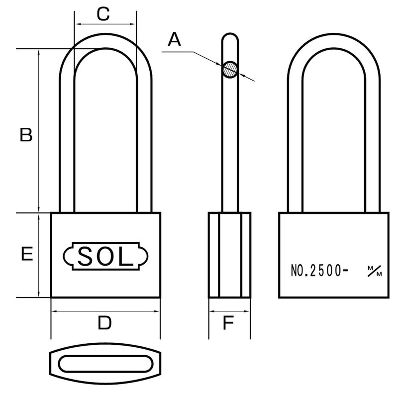 SOL – Hard No. 2500 sutenrokku Cylinder Padlock Vine Length