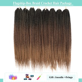 Crochet Box Braids Crochet Hair Prelooped 24 Inch 8 Packs T30/27 Ombre Goddess Box Braids Crochet Hair 3x Box Braided Synthetic Braiding Hair Crochet Braids Hair for Black Women Extensions