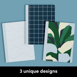 PAPERAGE 3-Pack Composition Notebook Journals, 140 Pages, 3 Unique Decorative Covers with College Ruled Lined Paper, (Minimalist), 7.5 in x 10 in – Notebooks for School, Office, or Home
