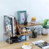MyGift Modern Acacia Wood and Clear Acrylic Adjustable Desk Bookcase