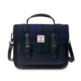 Islander® The Calton Satchel - Ladies Satchel With HARRIS TWEED - Small and Medium, Black Watch, Mini