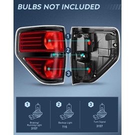 Nilight Driver Side Taillight Assembly for 2009 2010 2011 2012 2013 2014 Ford F-F150 F150 Pickup Truck Right Side Taillight Rear Lamp Replacement OE Style Red Housing Tail lamp, 2 Year Warranty