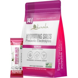 kevala Hydrating Salts Prebiotic Electrolytes – Raspberry – Zero Sugar - with Agave Inulin – 14 Count Hydration Packets – Powder Drink
