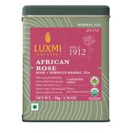 Luxmi Estates - African Rose - Organic Hibiscus Rose Tea - Loose Leaf - 50g (25 Cups) | With Soothing Rose and Hibiscus | Great for Skin DeTox - Supports a Healthy Glow