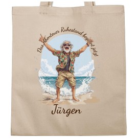 Baumwolltasche - Rentner - Das Abenteuer Ruhestand beginnt jetzt mit Name I Ruhestand Geschenk Abschied Kollege Rente Geschenke Pension Mann I Renteneintritt Geschenk Männer - Unisize - Naturweiß
