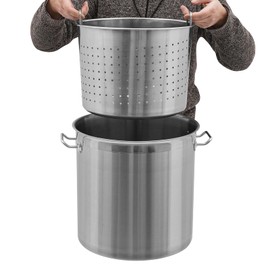 Treliamd 36 QT Stainless Steel Stock Pot For Seafood Boil Pot with Handle, Cookware for Crawfish Crab Shrimp Lobster Boiling Pot, Turkey Fryer Pot, Tamale Steamer Pot with Strainer