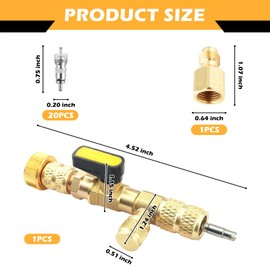 Figpade Valve Core Removal Tool Dual Size for 1/4" and 5/16",AC Valve Core Removals Tool with 20PCS Valves Cores Suitable for HVAC AC Repair R22 R410A,HVAC Valves Cores Removal Tools
