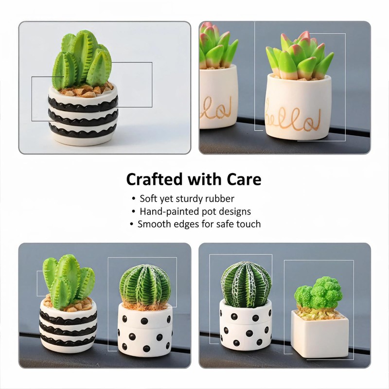 Mini Plants for Car Dashboard Decor, 4-Pack