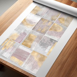 GRAZDesign Fliesenaufkleber Bad & Küche, Grau mit Gold Helle Fliesen Klebefliesen selbstklebend (15x15cm - 12 Stück)