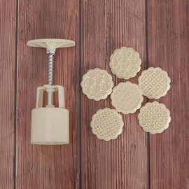 Mooncake Mold 7Pcs/set 50g Mooncake Mold Set Chinese Style Cookie Stamp Cutter Hand Press Geometric Pattern Pastry Mold DIY Home Kitchen Baking Tools