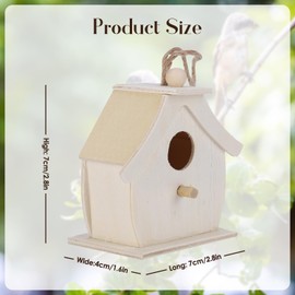 Wooden Birdhouses, 4Pcs Mini Hanging Birds Nests Ornaments DIY Unfinished Wood Bird House Outdoor Garden Balcony Courtyard for Children to Paint