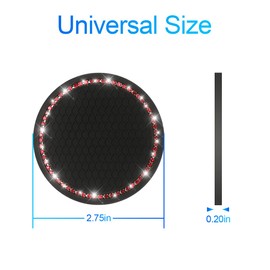 Car Bling Cup Holder Coaster, 2 Pack 2.75 Inch Crystal Rhinestone Car Cup Holder Insert Coaster,Universal for Cars, Vehicles, SUVs, Car Interior Accessories (Black/Red)