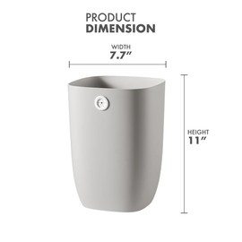 Cubo de Basura de Baño, Cubo de Basura de Plástico Rectangular con Soporte para Bolsa de Basura para Dormitorio, Sala de Estar, Cesta de Basura Pequeña para Interior, 7L, Gris
