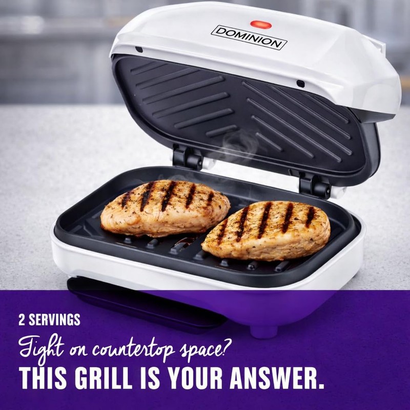 Dominion 2-Serving Classic Plate Electric Indoor Grill and Panini Press,