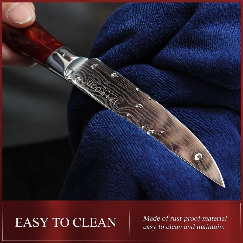 YFWOOD Steak Knives Set of 4, 4.8 Inch Non Serrated