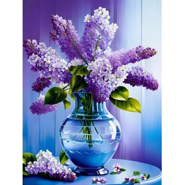 askkqtx Flowers Diamond Art Kits for Adults, Flower Lavender Diamond Painting Kits for Beginners, DIY 5D Full Drill Crystal Rhinestone Gem Art Craft Home Decor 12x16 Inch