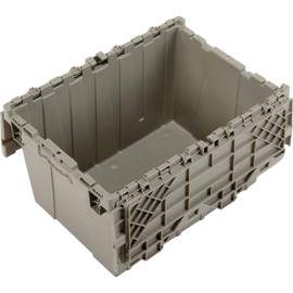 Global Industrial Plastic Attached Lid Shipping & Storage Tote 21-7/8""x15-1/4""x12-7/8"" Gray - 1 Each