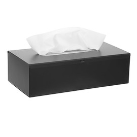 BTSKY Black Rectangular Tissue Box Cover - Stainless Steel Tissue Holder, Household Tissue Paper Dispenser for Bathroom Kitchen Office Restaurant Hotel