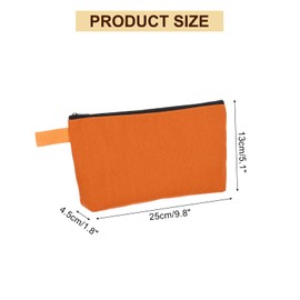 sourcing map Canvas Makeup Bags, 10 Pcs Travel Cosmetic Bags Bulk, Multipurpose Plain Toiletry Zipper Pouches Blank DIY Craft Bags Pencil Bag for Women Teens, Orange