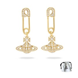 Lucrece Planet Orb Pin Sparking Rhinestone Drop Necklace Earrings Set for Women Girlfriend Birthday Anniversary Jewellery Gift Silver Gold Necklace Earrings Set (Gold Earrings)