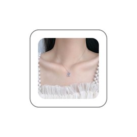 Cimenexe Bohemian Crystal Half Moon Choker Necklace Silver Moonstone Crescent Moon Pendant Necklace CZ Paved Moon Necklace Floating Moon Chain Necklace Jewellery for Women and Girls, Zinc, No Gemstone