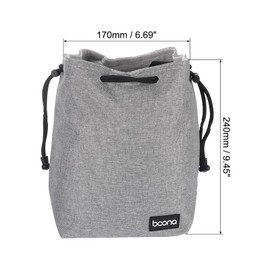 PATIKIL Soft Drawstring Lens Case, Lens Pouch Bag with Cotton Pad 6.69" x 4.72" Thick Fleece Cloth Camera Lens Bag for SLR Lens Water Cups, Grey