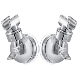 Shower Head Holder Suction Cup Shower Head Holder, Adjustable Height Wall Mount Shower Wand Holder Bracket ABS, Removable Handheld Shower Head Holder Silver (2 Pack)