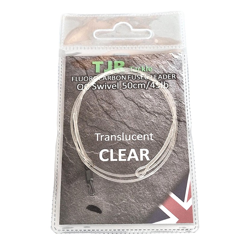 Twin pack fluorocarbon 50cm carp Leaders Quick Change swivels fused