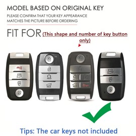 SANRILY - Funda para llavero de 3/4 botones de aleación de zinc para Kia Seltos Carens 2022 Sonet Forte Koup NIRO Optima Rio Sorento Soul Sportage sin llave con llavero, color negro