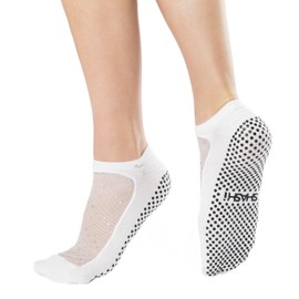 SHASHI Star Mesh Socks for Women – Sparkly, Full-Coverage Non Slip Socks for Barre, Yoga and More – Star Glitter White – X-Small