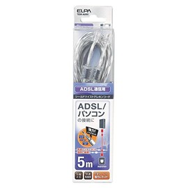 エルパ (ELPA) ADSLシールドツイスト 電話線 6極2芯 5m TEW-A050